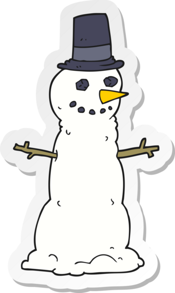 Bir insan tarafından çizilmiş silindir şapkalı bir kardan adamın çıkartması.