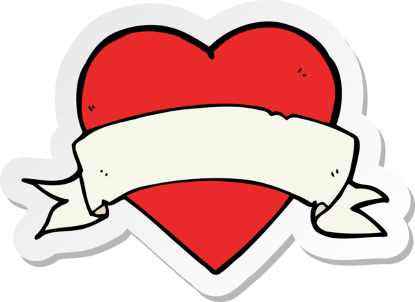 Bir insan tarafından çizilmiş kalp dövmesi çıkartması.