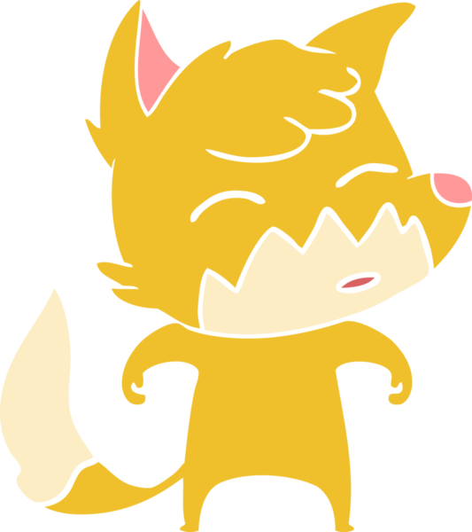 Bir insan tarafından çizilmiş düz renk çizgi film tilkisi