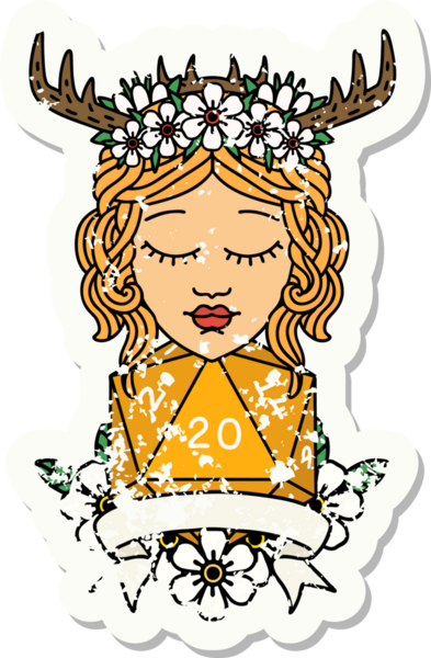 Retro Dövme Tarzı İnsan Druid Bir insan tarafından çizilmiş doğal 20 rulo ile