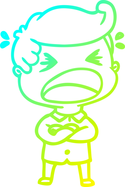 Bir insan tarafından çizilmiş bağıran bir çizgi film karakteri.