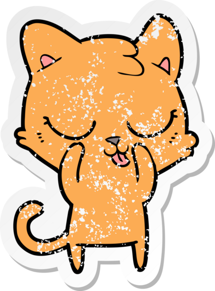 Bir insan tarafından çizilmiş karikatür bir kedinin sıkıntılı çıkartması.