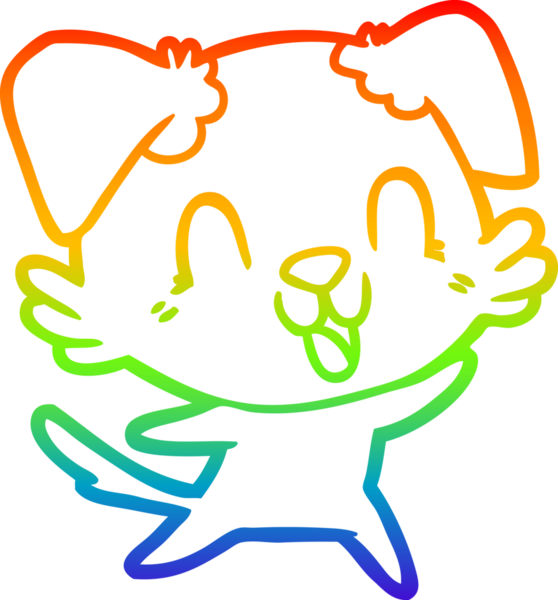 Gökkuşağı gradyan çizgisi bir insan tarafından çizilmiş gülen bir çizgi köpeğin çizimi