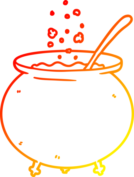 Bir insan tarafından çizilmiş bir cadı kazanı çizimi.