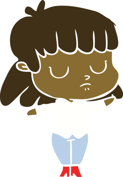 Bir insan tarafından çizilmiş düz renk çizgi film.