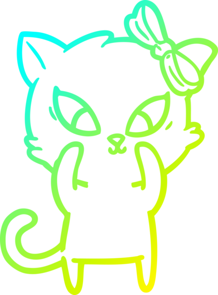 Bir insan tarafından çizilen çizgi film kedisinin soğuk gradyan çizgisi.