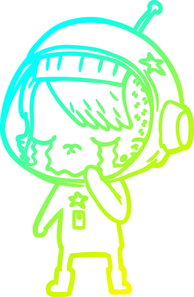 Bir insan tarafından çizilmiş ağlayan astronot bir kızın soğuk gradyan çizimi