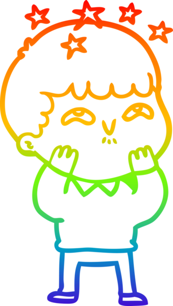 gökkuşağının gradyan çizimi bir çizgi film karakteri tarafından çizilmiş.