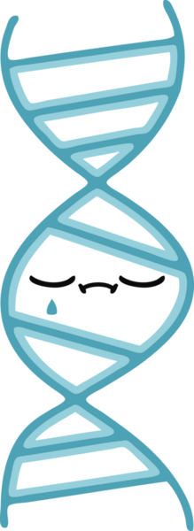 Bir insan tarafından çizilmiş bir DNA ipliğinin düz renk retro karikatürü