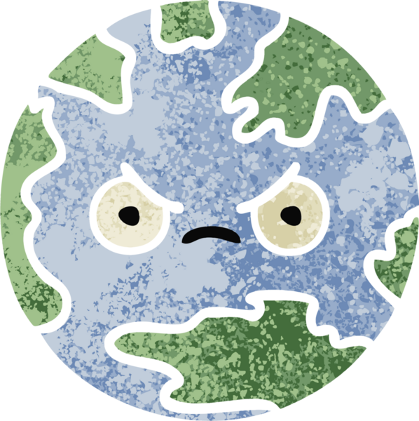 Bir insan tarafından çizilmiş bir gezegenin retro çizim tarzı karikatürü.