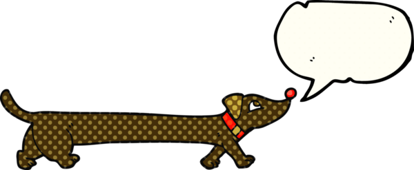 Bir insan tarafından çizilmiş serbest çizilmiş çizgi roman konuşma balonu dachshund