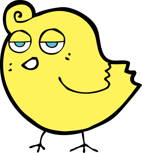 Bir insan tarafından çizilmiş çizgi film kuşu.