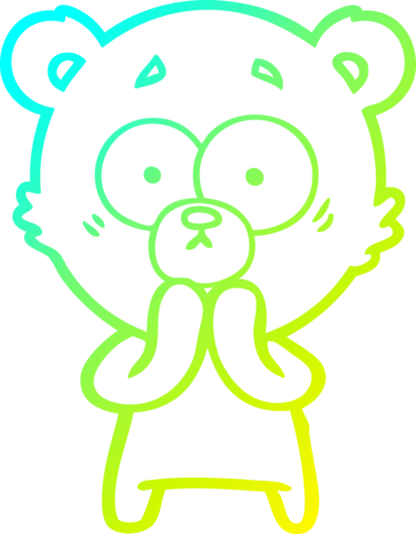 Bir insan tarafından çizilmiş kaygılı ayı karikatürünün soğuk gradyan çizimi