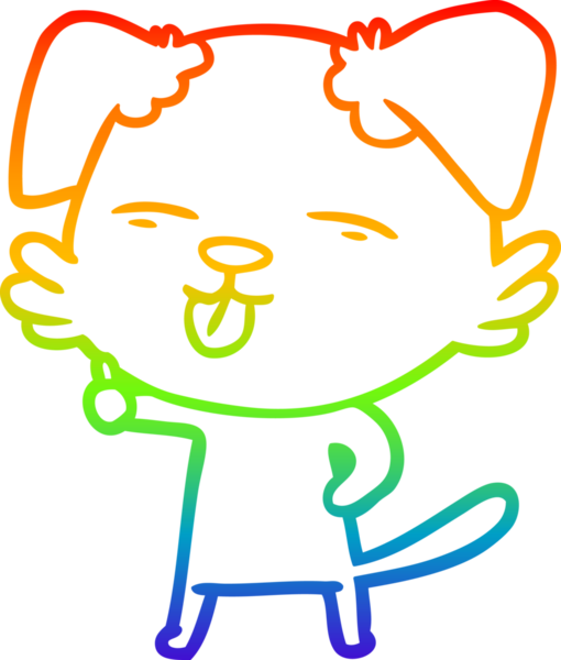 gökkuşağı gradyan çizgi çizimi bir insan tarafından çizilmiş dili dışarı çıkaran bir köpek