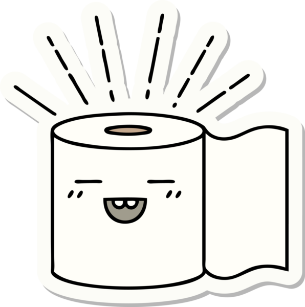 Bir insan tarafından çizilmiş dövme stili tuvalet kağıdı karakterinin çıkartması.