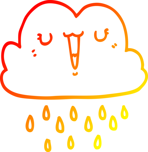 Bir insan tarafından çizilmiş bir karikatür fırtına bulutunun sıcak çizgi çizimi