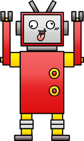 Bir insan tarafından çizilmiş çılgın bir robotun gölgeli çizgi filmi.