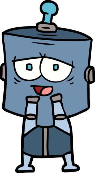 Bir insan tarafından çizilmiş çizgi film robotu