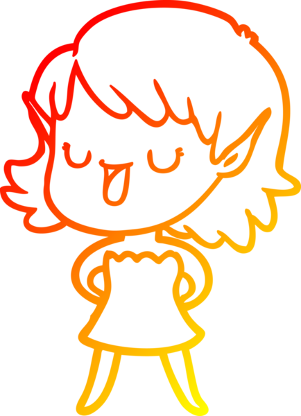 Bir insan tarafından çizilmiş çizgi film karakteri bir elf kızı çizimi