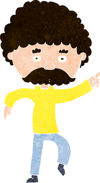 Çizgi film 70 'lerin stil erkek disko dansı. Bir insan tarafından çizilmiş.