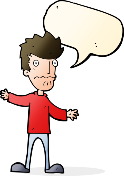 Bir insan tarafından çizilmiş konuşma balonlu sinirli bir adam.