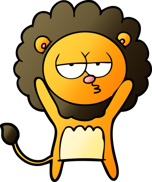 Bir insan tarafından çizilmiş canı sıkkın bir aslan.