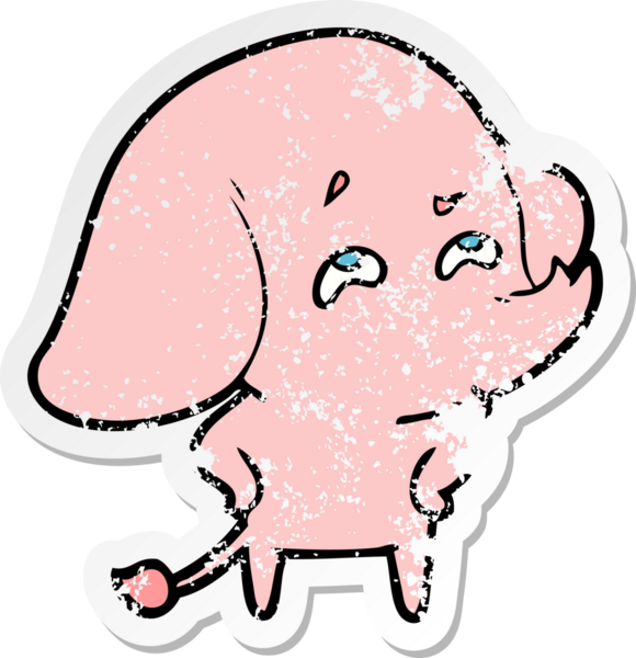 Bir insan tarafından çizilmiş karikatür filinin sıkıntılı çıkartması