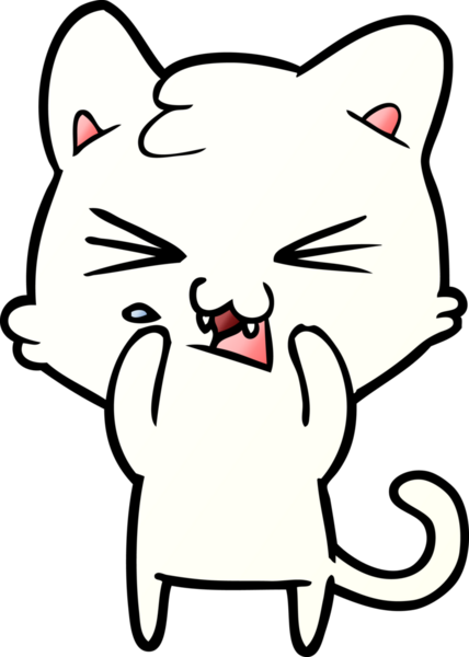 Bir insan tarafından çizilmiş çizgi film kedisi.