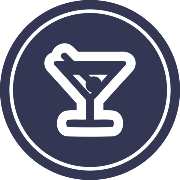 Bir insan tarafından çizilmiş zeytin dairesi sembollü kokteyl.