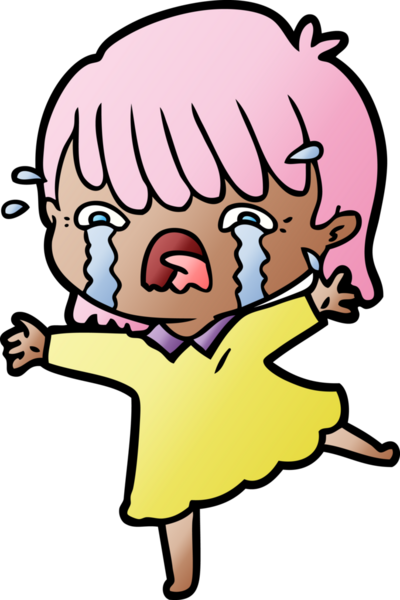 Bir insan tarafından çizilmiş ağlayan çizgi film kızı.