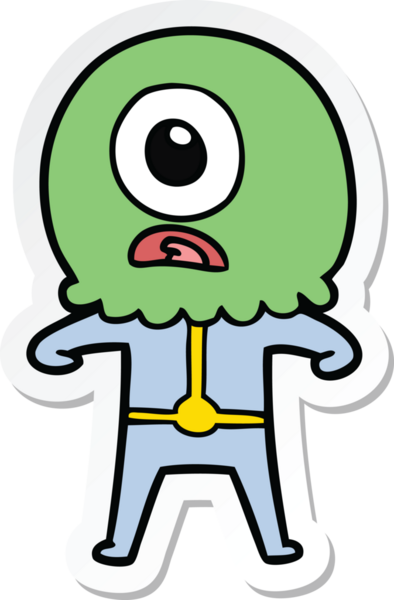 Bir insan tarafından çizilmiş uzaylı uzay adamının çizdiği Tepegöz 'ün çıkartması.