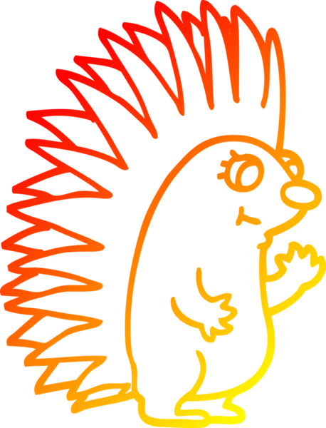 Bir insan tarafından çizilmiş sivri dikenli kirpinin sıcak çizgi çizimi