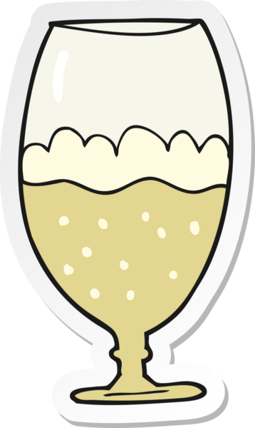 Bir insan tarafından çizilmiş bardakta bira etiketi.