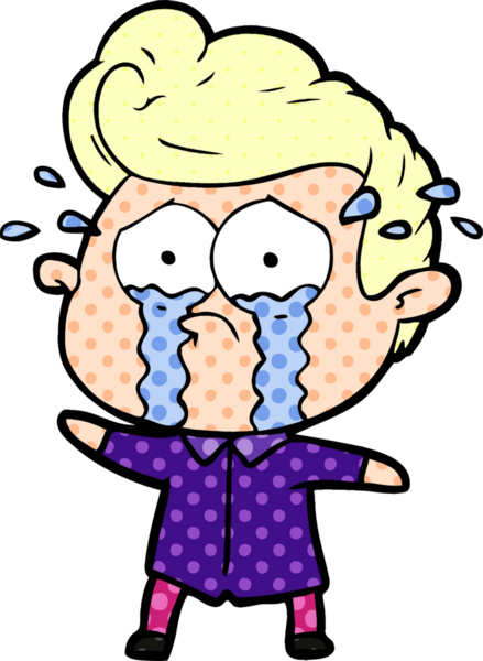 Bir insan tarafından çizilmiş ağlayan bir karikatür.