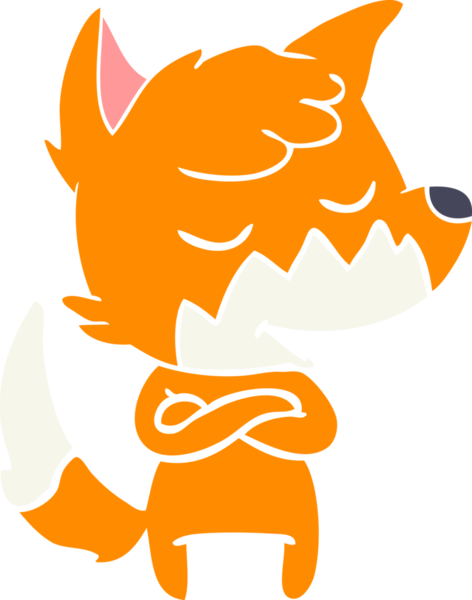 Bir insan tarafından çizilmiş düz renkli tilki çizimi.