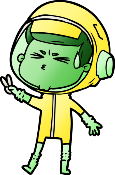 Çizgi film bir insan tarafından çizilmiş astronot.