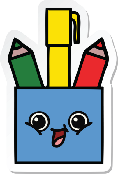 Bir insan tarafından çizilmiş şirin bir kalem kapının çıkartması.