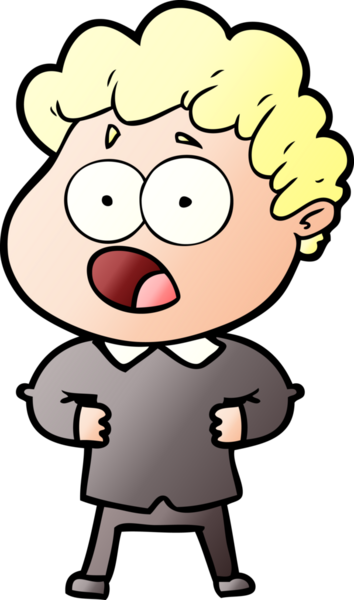 Bir insan tarafından çizilmiş bir karikatür adamı şaşkınlıkla nefes nefese kaldı.