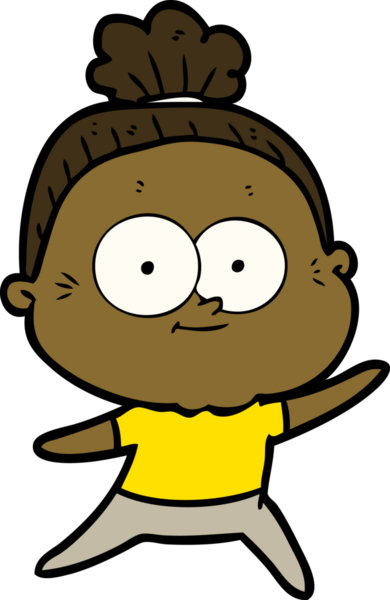 Bir insan tarafından çizilmiş mutlu yaşlı kadın çizgi filmi.