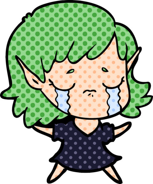 Bir insan tarafından çizilmiş ağlayan elf kızı.