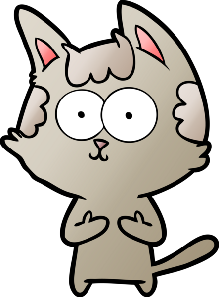 Bir insan tarafından çizilmiş mutlu çizgi film kedisi.