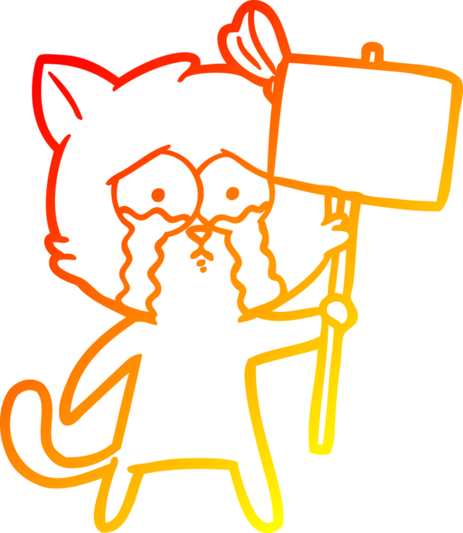 Bir insan tarafından çizilmiş çizgi film kedisinin sıcak çizgi çizimi