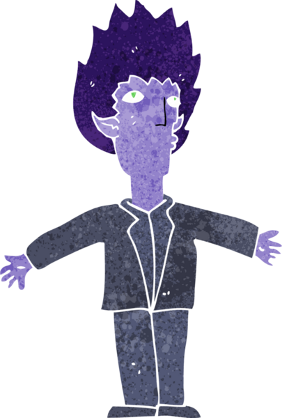 Bir insan tarafından çizilmiş bir vampir çizgi filmi.