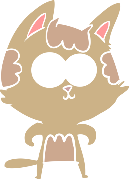 Bir insan tarafından çizilmiş mutlu düz renkli çizgi film kedisi