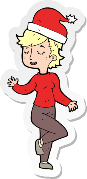 Bir insan tarafından çizilen Noel 'e hazırlanan bir karikatür kadının çıkartması.