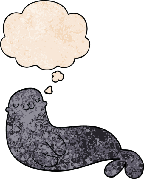 Bir insan tarafından çizilmiş grunge desen biçiminde düşünce baloncuğu olan sevimli çizgi film mührü.