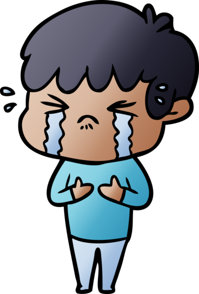 Bir insan tarafından çizilmiş ağlayan çizgi film çocuğu.