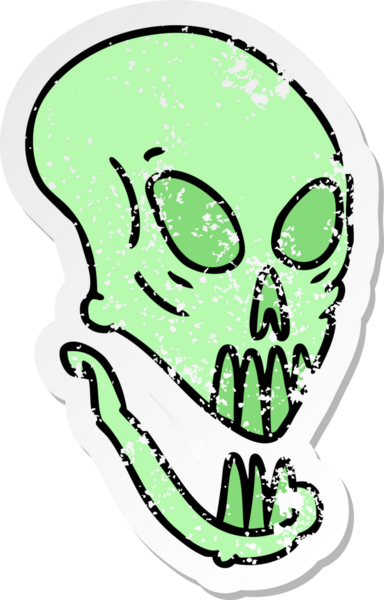 Bir insan tarafından çizilmiş bir kafatası karalaması.