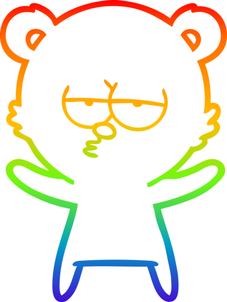 Bir insan tarafından çizilmiş sıkılmış bir ayı çizgi filminin çizimi.