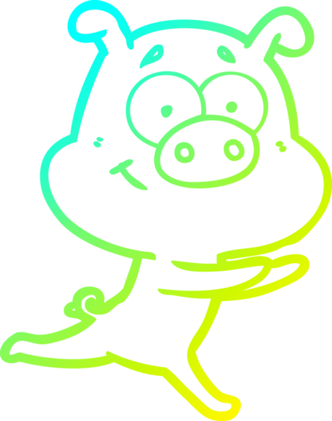 Bir insan tarafından çizilmiş mutlu çizgi film domuzu çizimi.